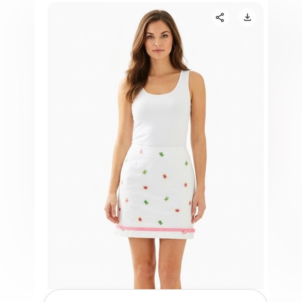 Lilly Pulitzer Floral Embroidered White Skirt. Size 2